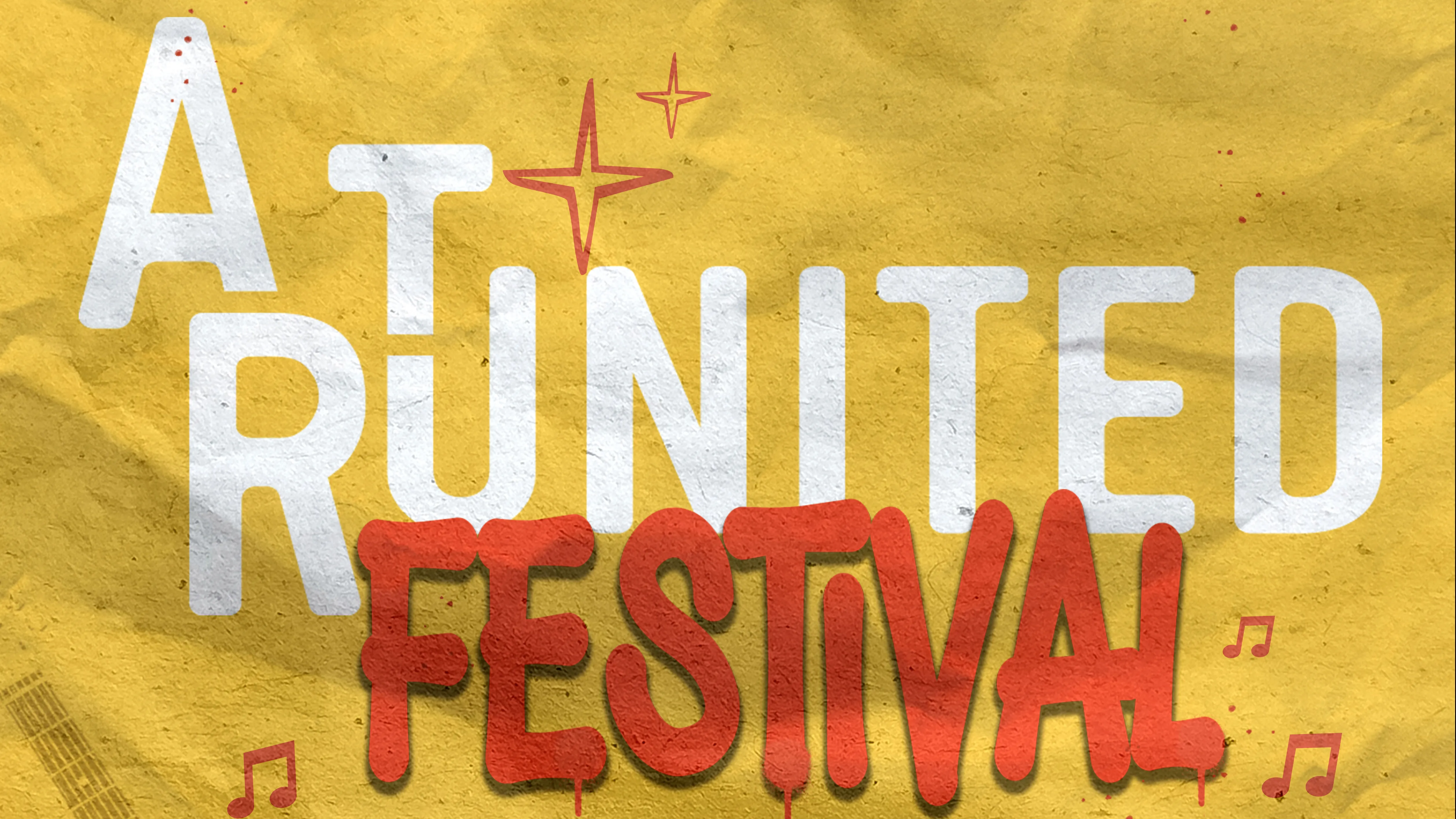 geel met rode poster aankondiging art united festival jongeren 2026 gratis 