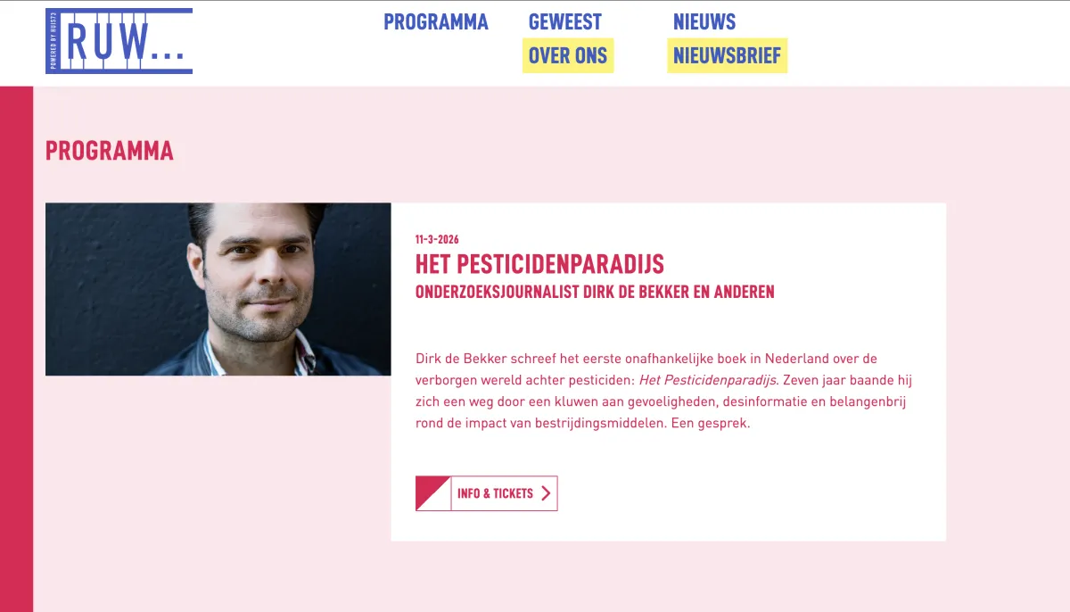 afbeelding van de homepage van RUW