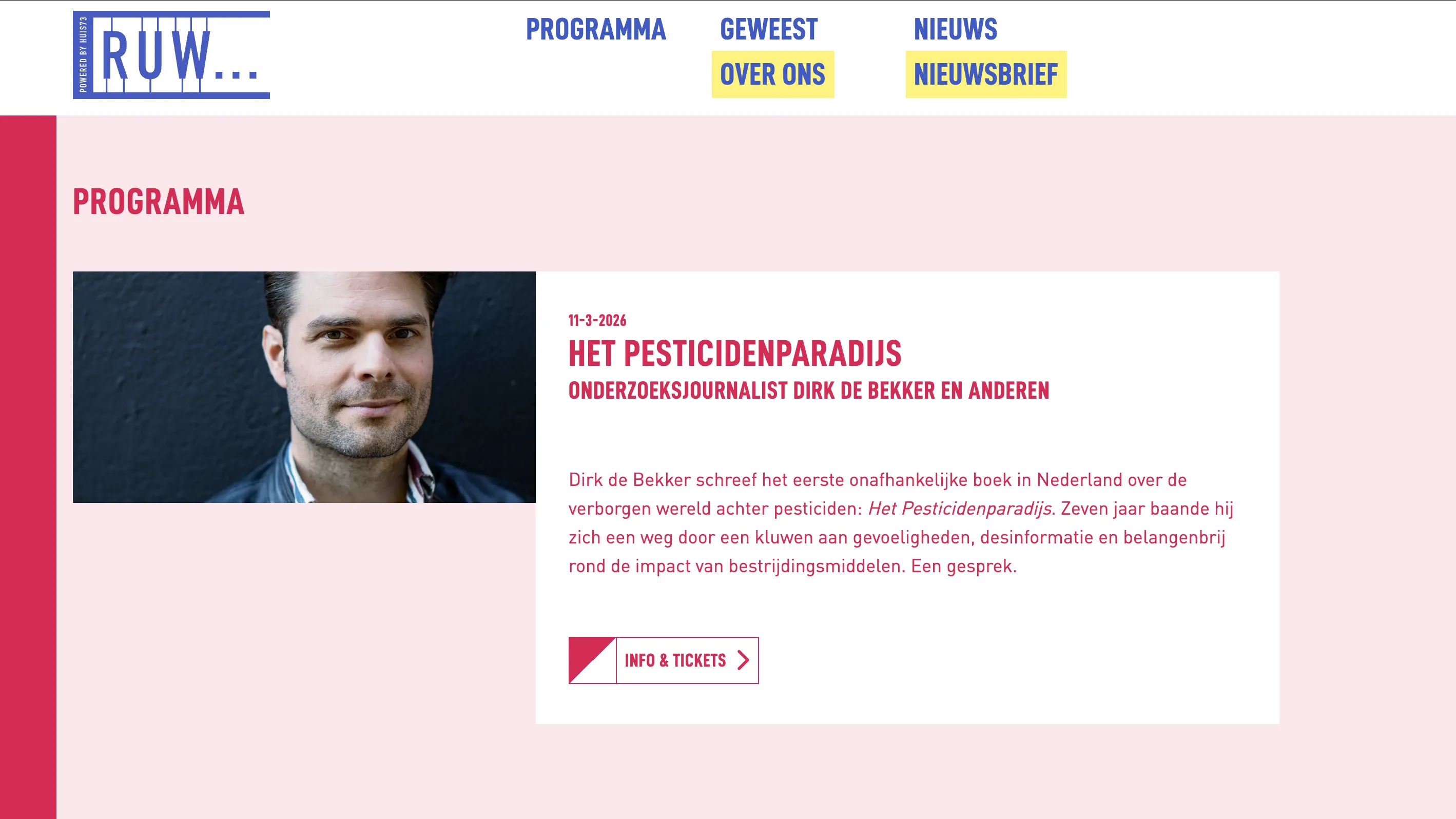 afbeelding van de homepage van RUW