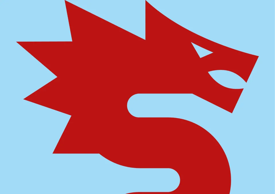 draak in rood en blauw