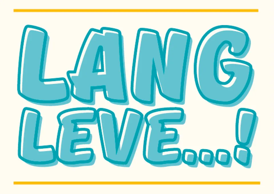 Tekst Lang Leve in blauw