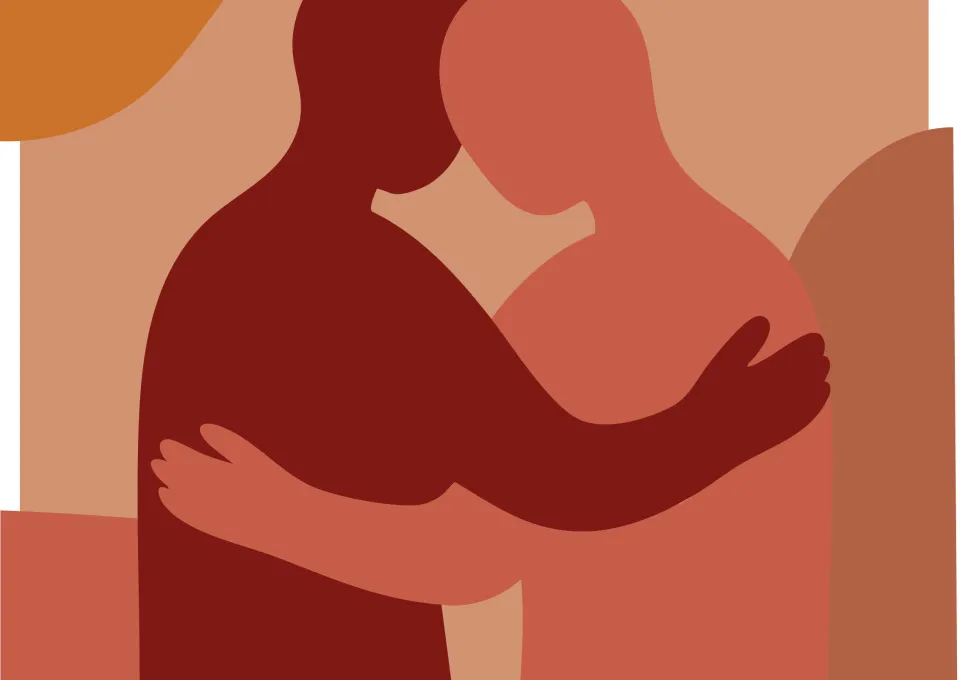 illustratie van 2 mensen die elkaar omhelzen