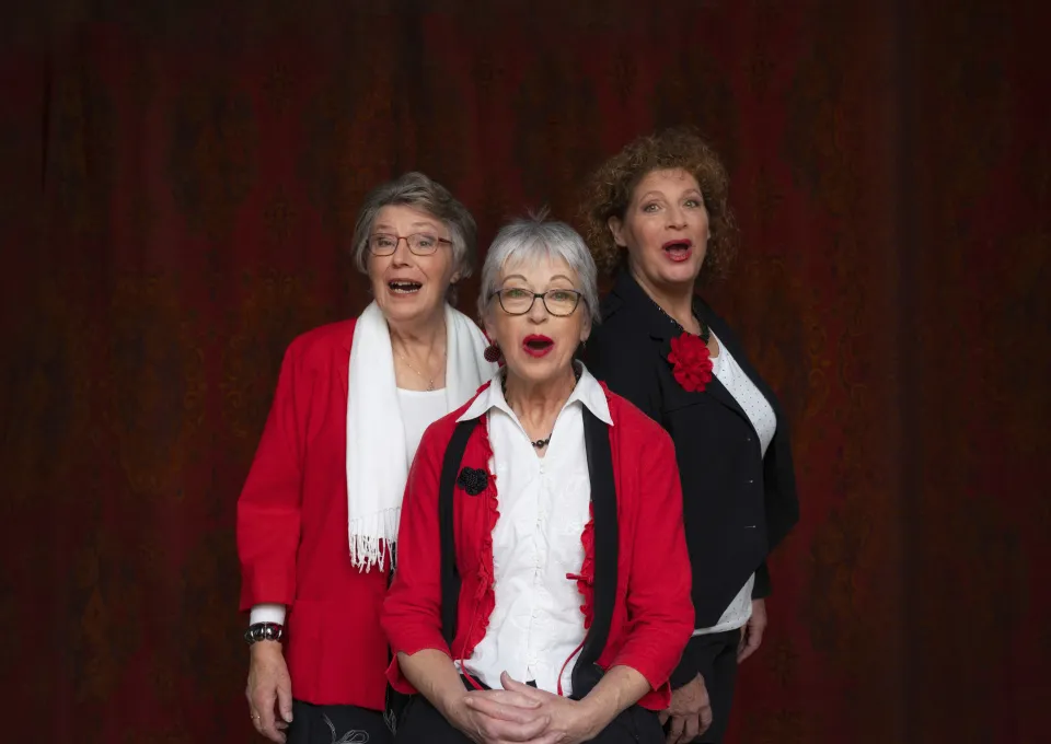 Drie leden koor zingen