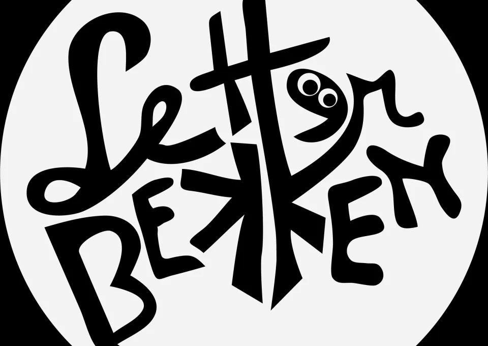Vrolijke letters in zwart wit