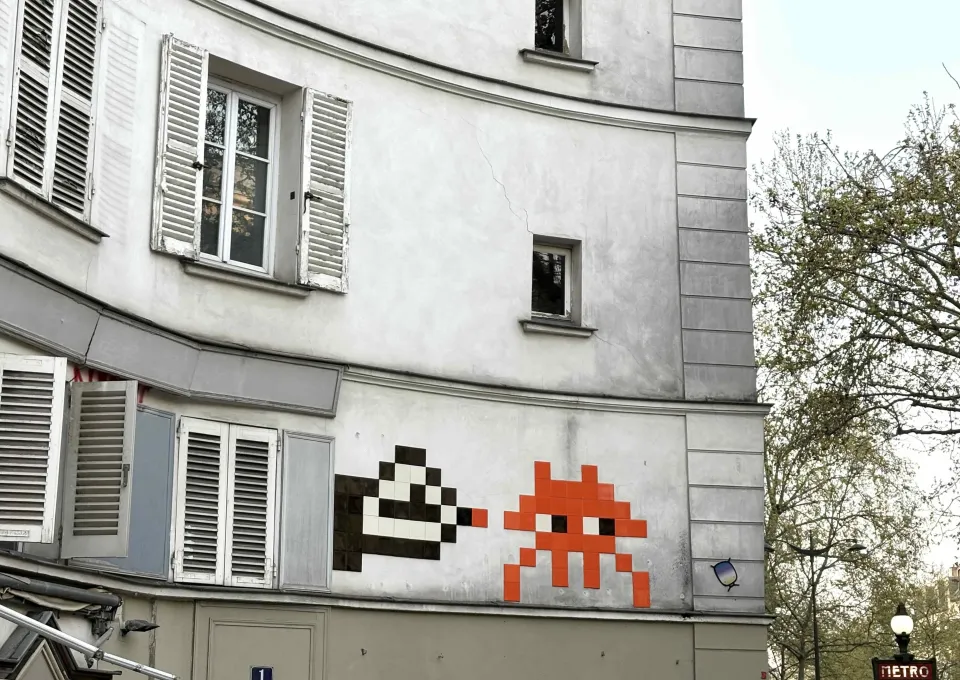 pixelkunst op muur