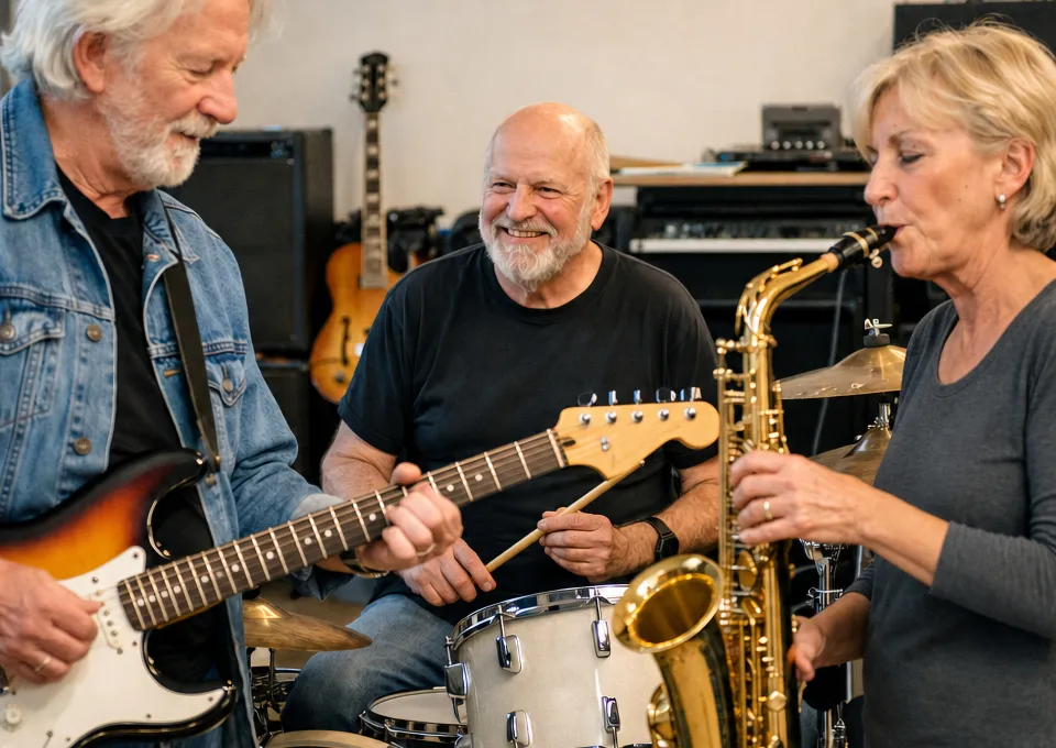 oude mannen en vrouwen die muziek maken 