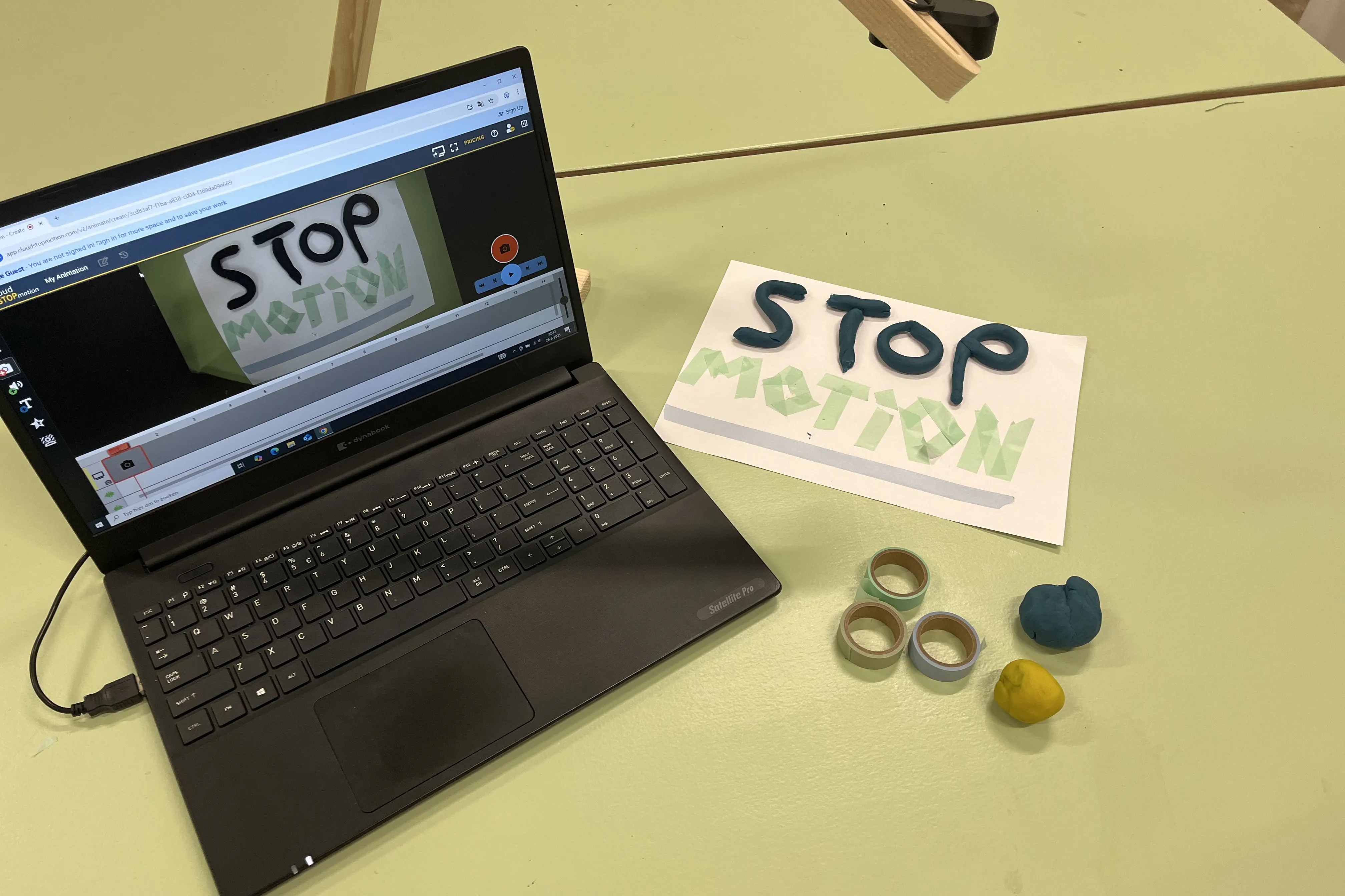 laptop met stop-motion in beeld
