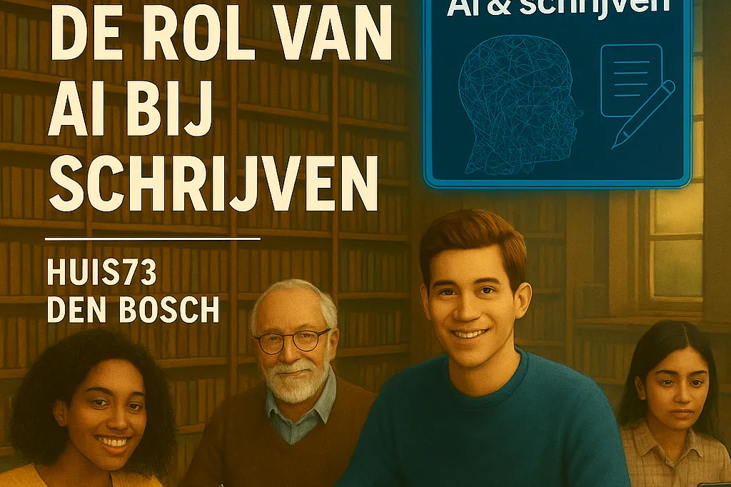 Afbeelding 3 mensen aan een tafel en een vierde persoon zit rechts achter