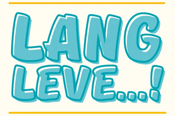 Tekst Lang Leve in blauw