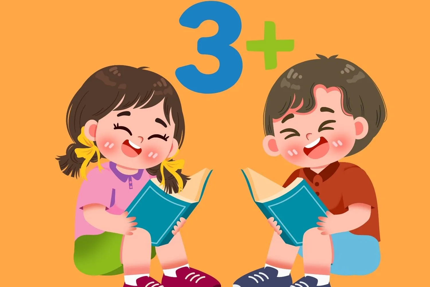 Twee kindjes die lezen 3+