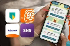 Logo's banken met een telefoon en vos.