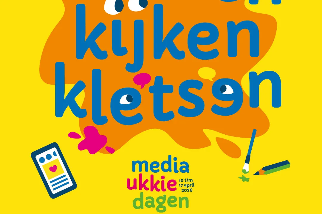 de woorden kleuren, kijken, kletsen staan kleurrijk in beeld - het thema van de Media Ukkie dagen 2026