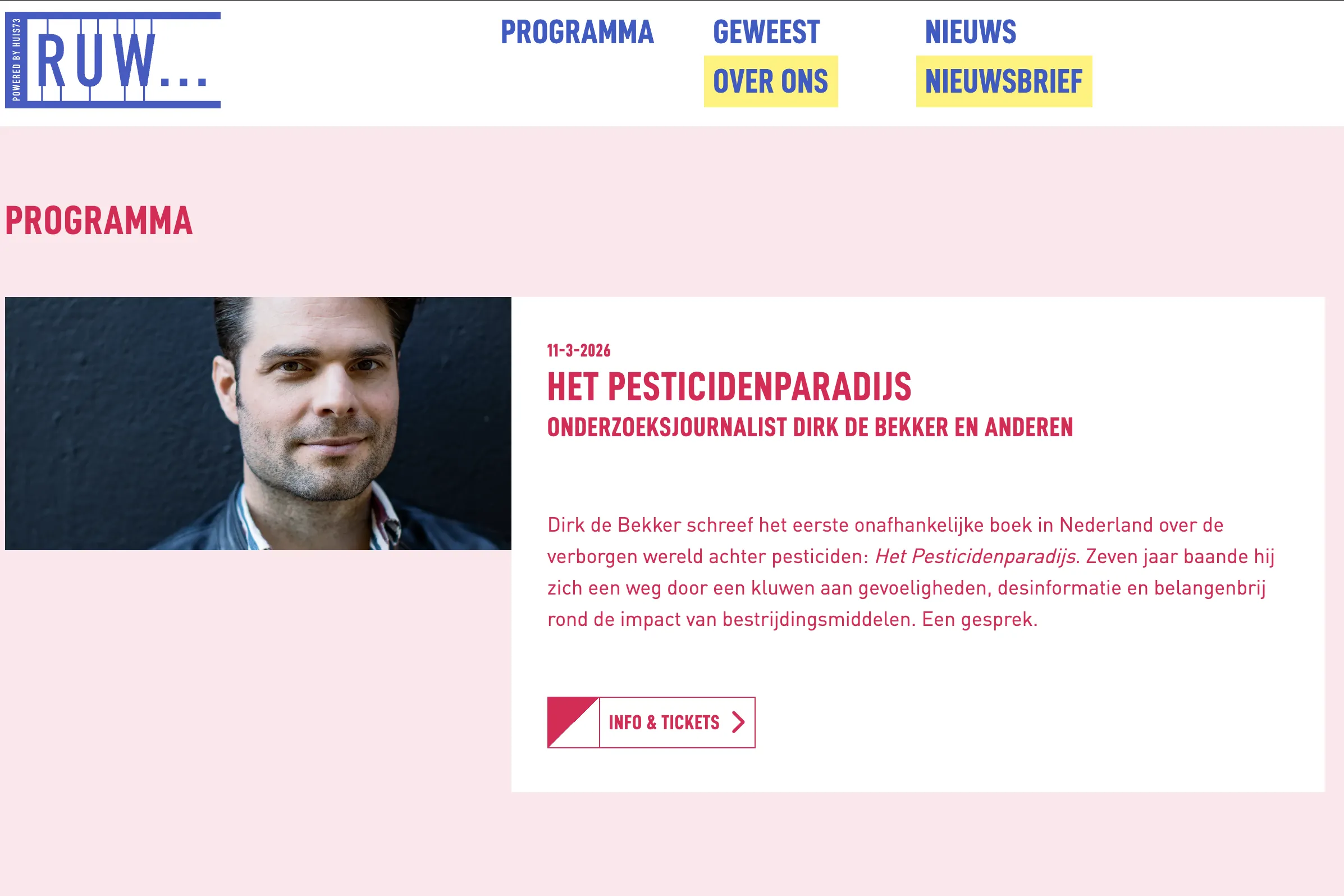 afbeelding van de homepage van RUW