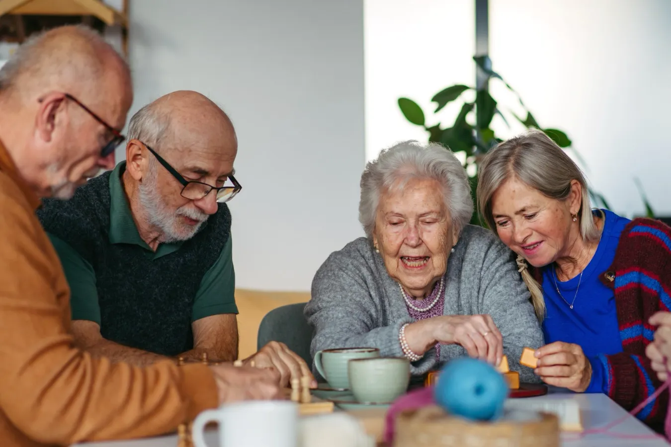 Ouderen mensen aan een tafel.