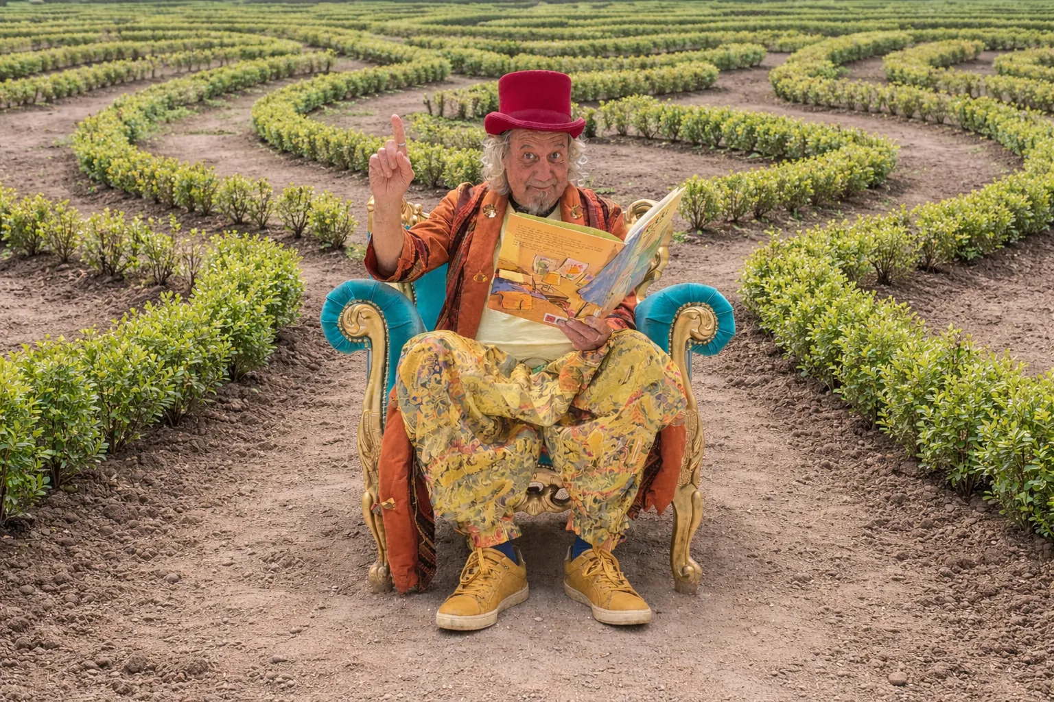 verhalenverteller in een doolhof