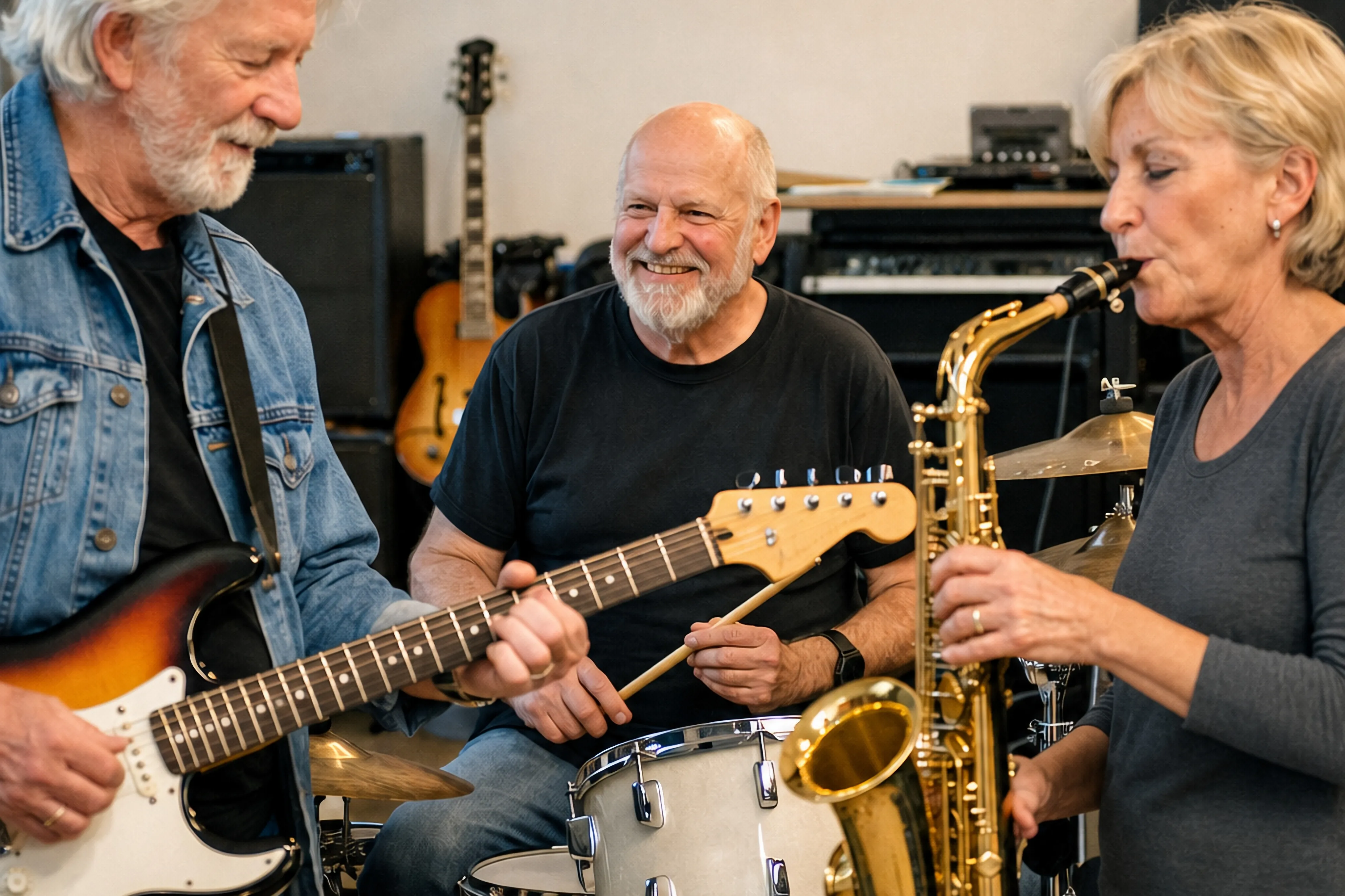 oude mannen en vrouwen die muziek maken 