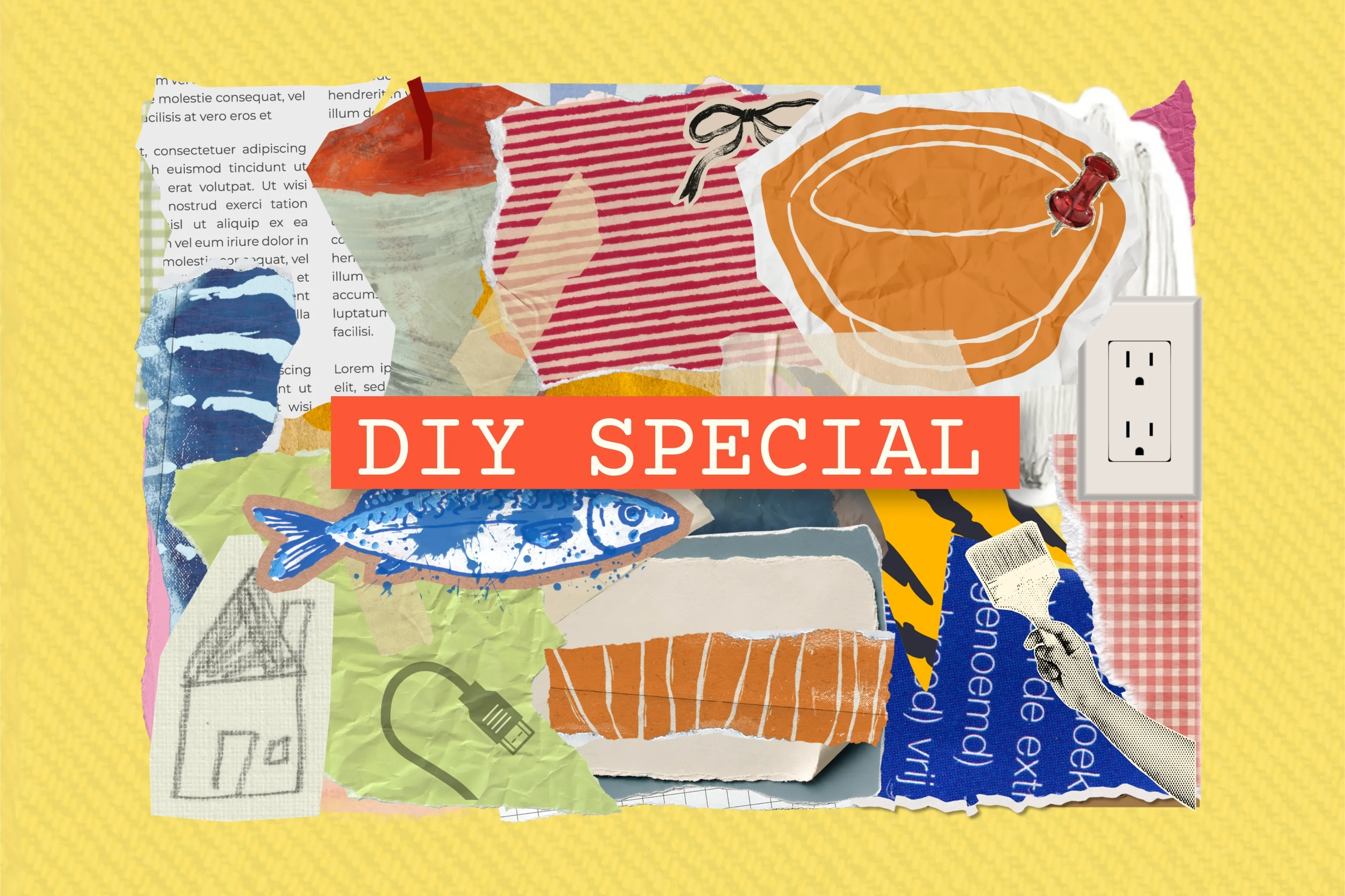collage van materialen met tekst diy special 