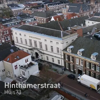 Bovenaanzicht van de gebouwen in de Hinthamerstraat in Den Bosch