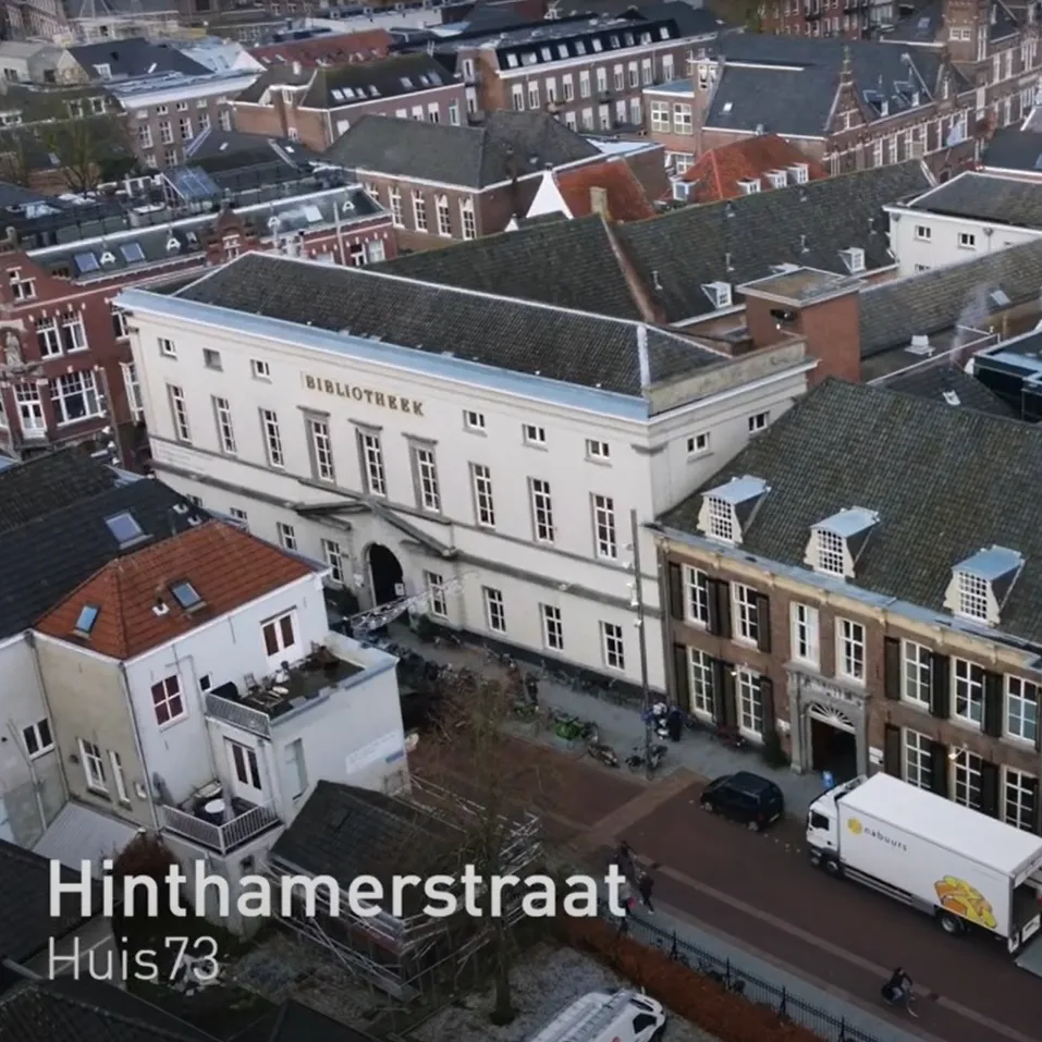 Bovenaanzicht van de gebouwen in de Hinthamerstraat in Den Bosch