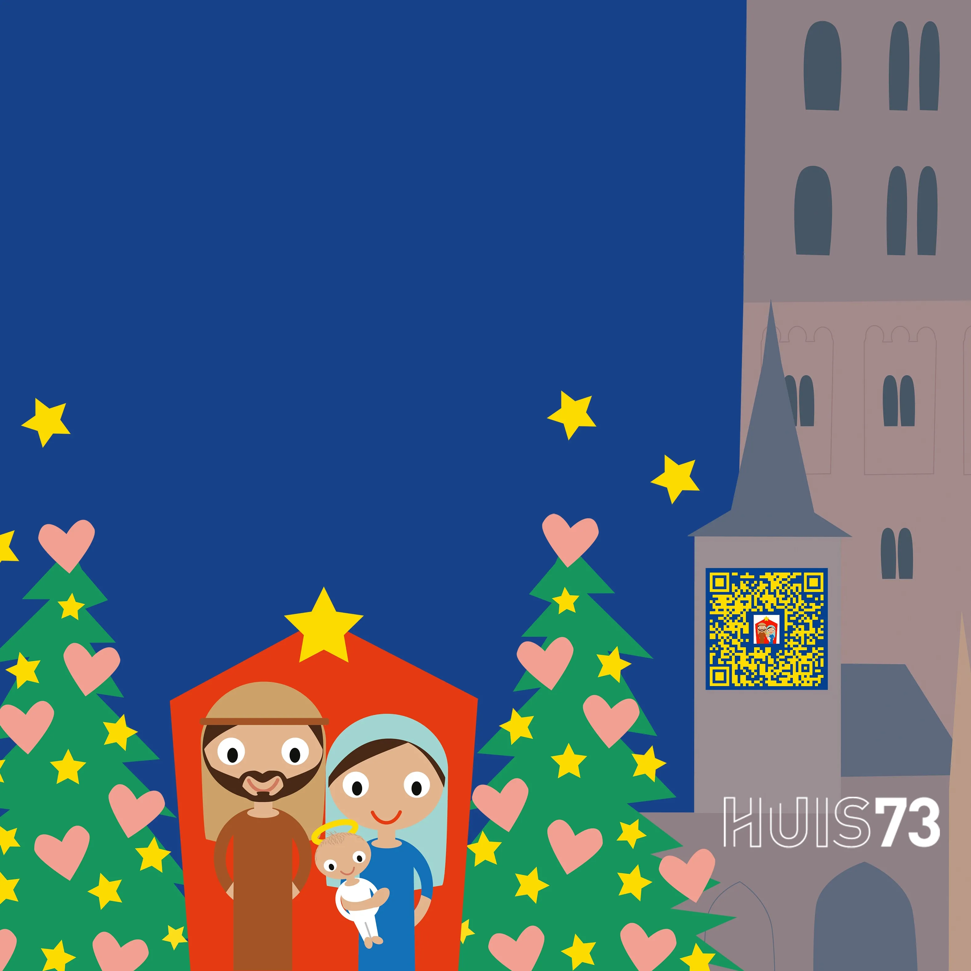 Poster met illustratie kerststal
