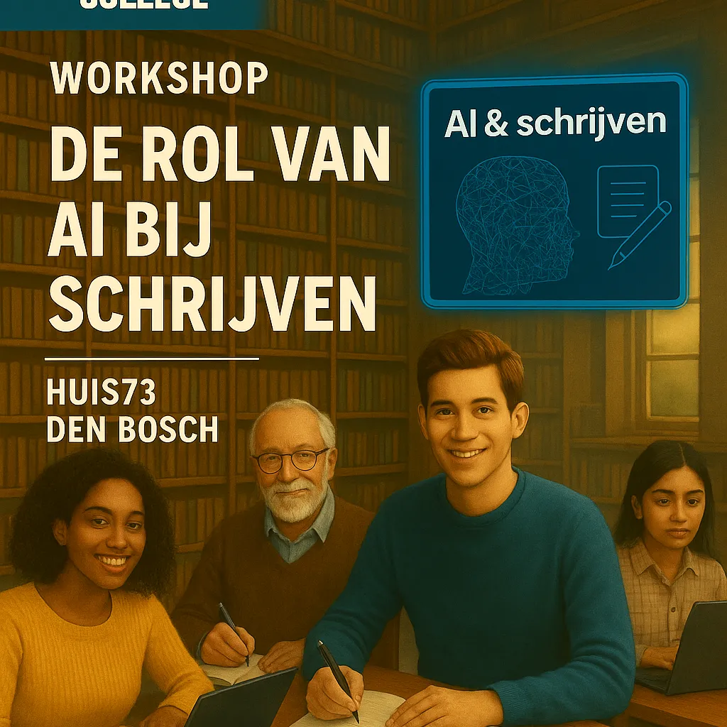 Afbeelding 3 mensen aan een tafel en een vierde persoon zit rechts achter