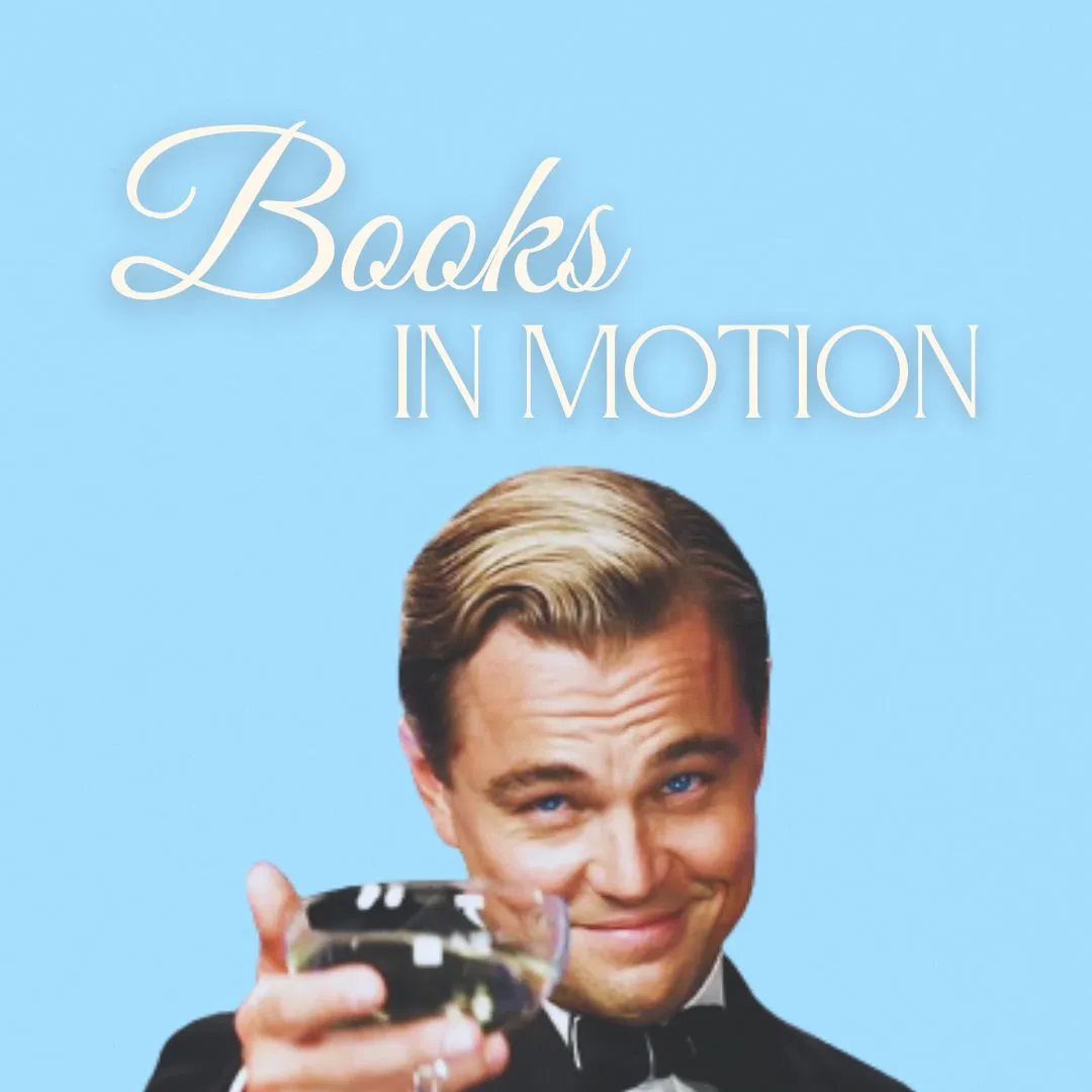 blauwe achtergrond met filmposter The Great Gatsby