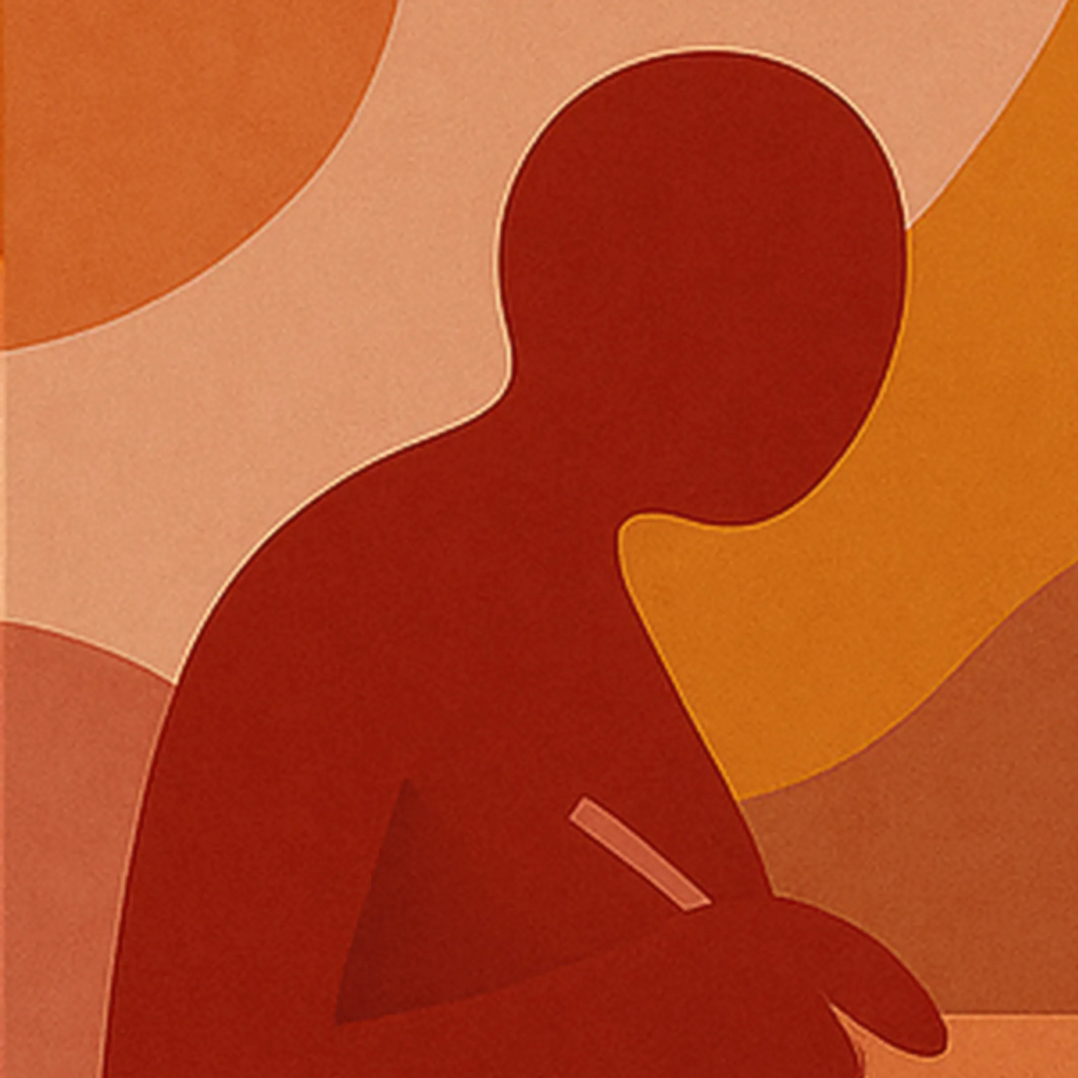 abstracte afbeelding met schrijvend figuur