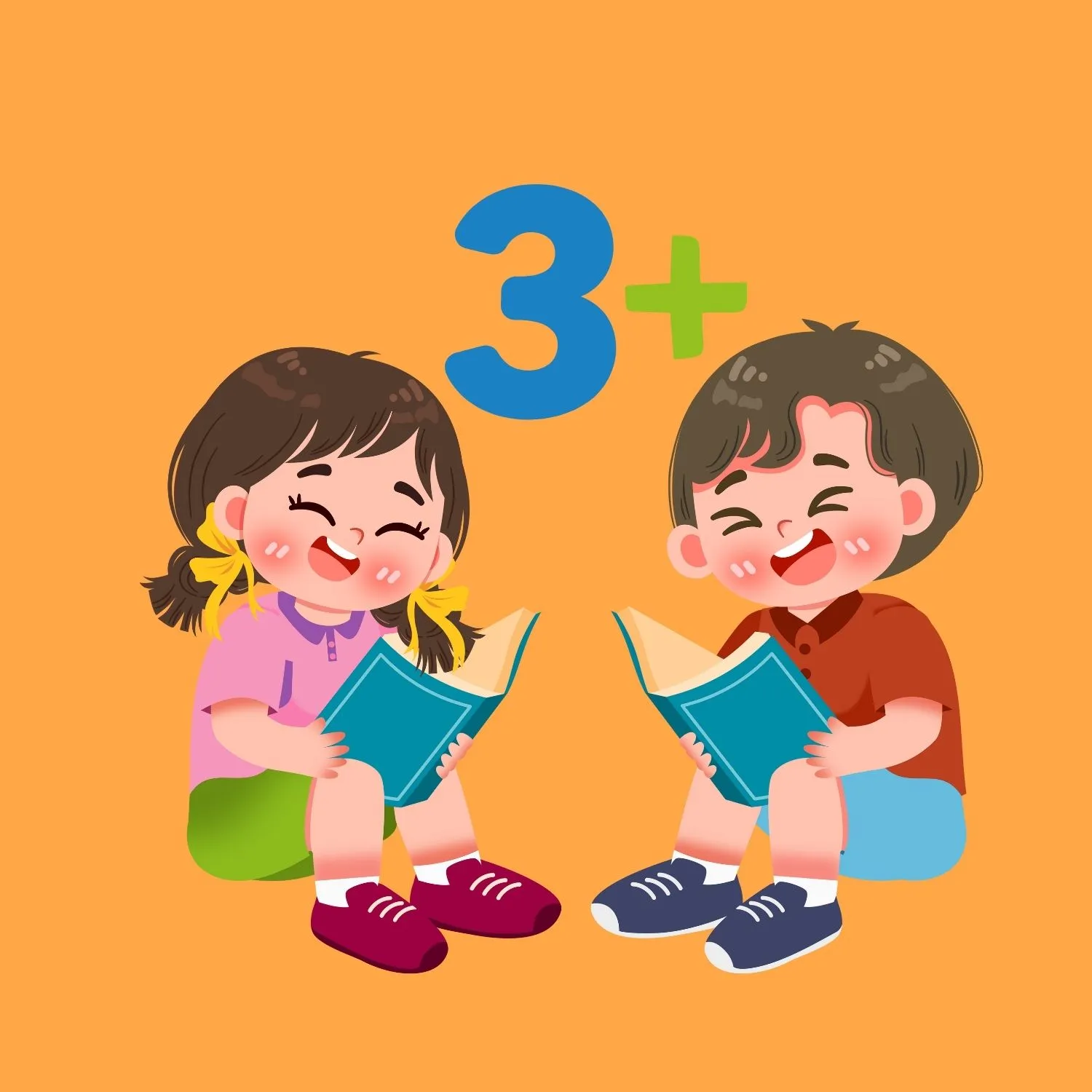 Twee kindjes die lezen 3+