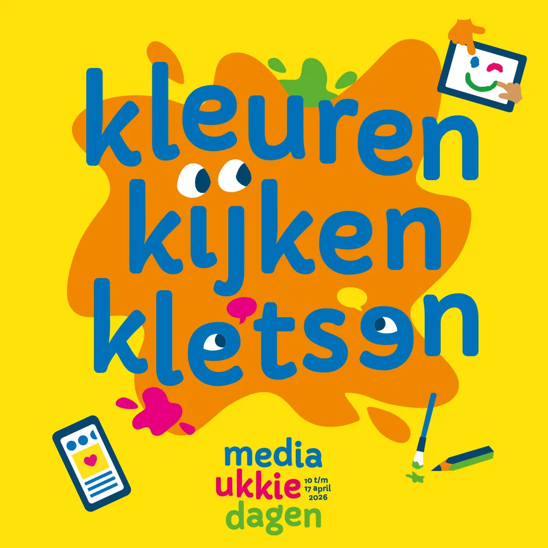 de woorden kleuren, kijken, kletsen staan kleurrijk in beeld - het thema van de Media Ukkie dagen 2026