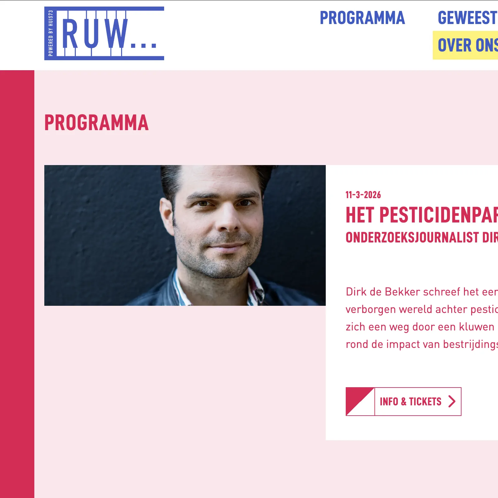 afbeelding van de homepage van RUW