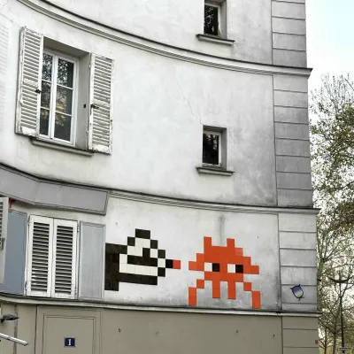 pixelkunst op muur