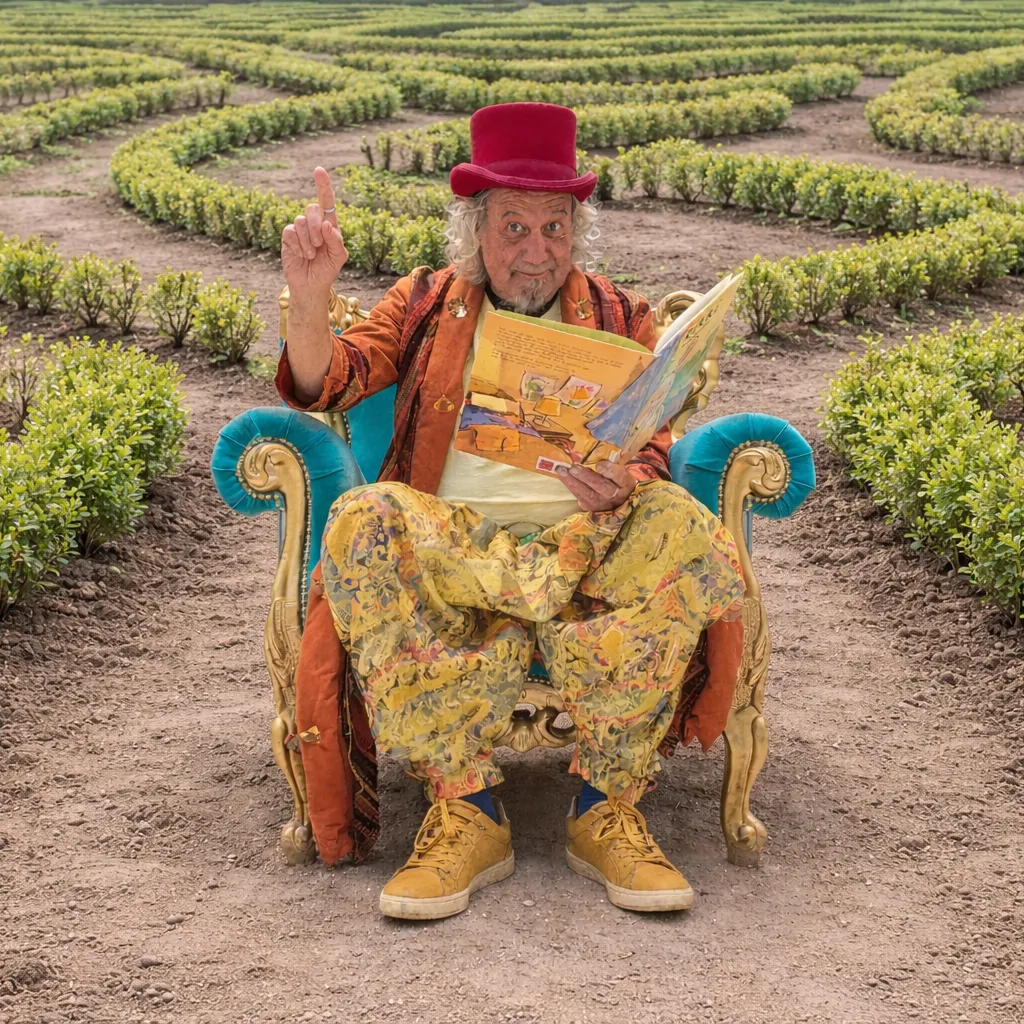 verhalenverteller in een doolhof