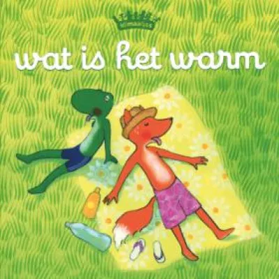 boek cover met kikker en vos in het gras in de hitte