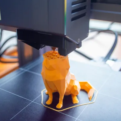 3 printer print een gele  hond